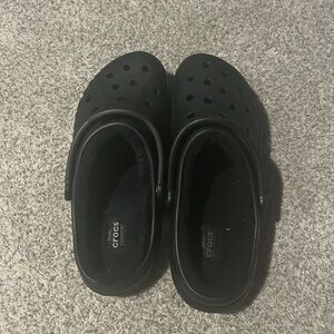 All black fuzzy interior crocs
